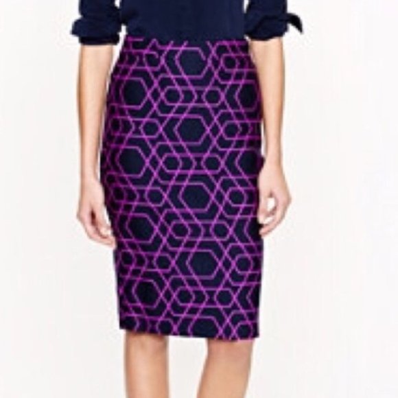 J. Crew Dresses & Skirts - J.Crew Black & Purple Pencil Skirt Sz 8